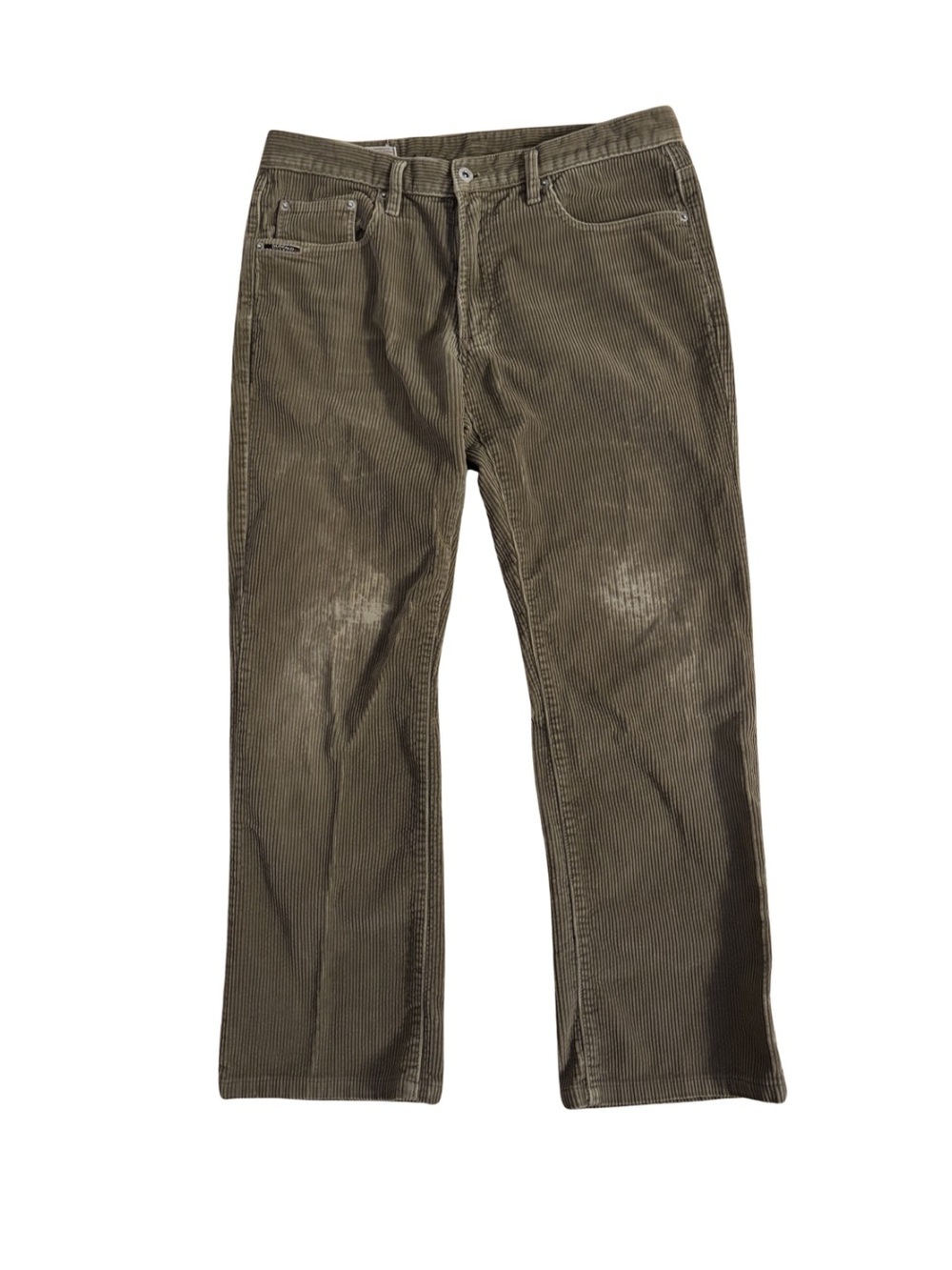 Buffalo Y2K Worked-In Olive Whale Corduroy Straight-Leg Pants